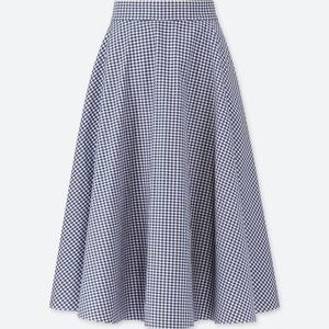UNIQLO Gingham Midi Skirt
